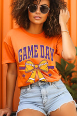 US3001P-E3063 Purple Game Day Football Bow Graphic Plus Tee $16