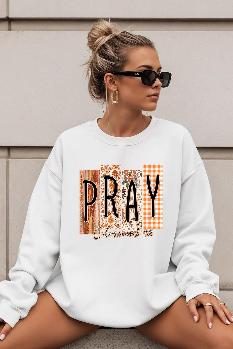 UL180-E3166 Pray Fall Christian Graphic Sweatshirt $20