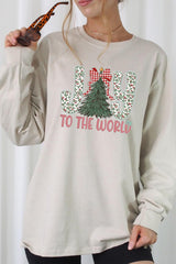 UL240-E3213 Joy to the World Graphic Long Sleeve Tee $13.75
