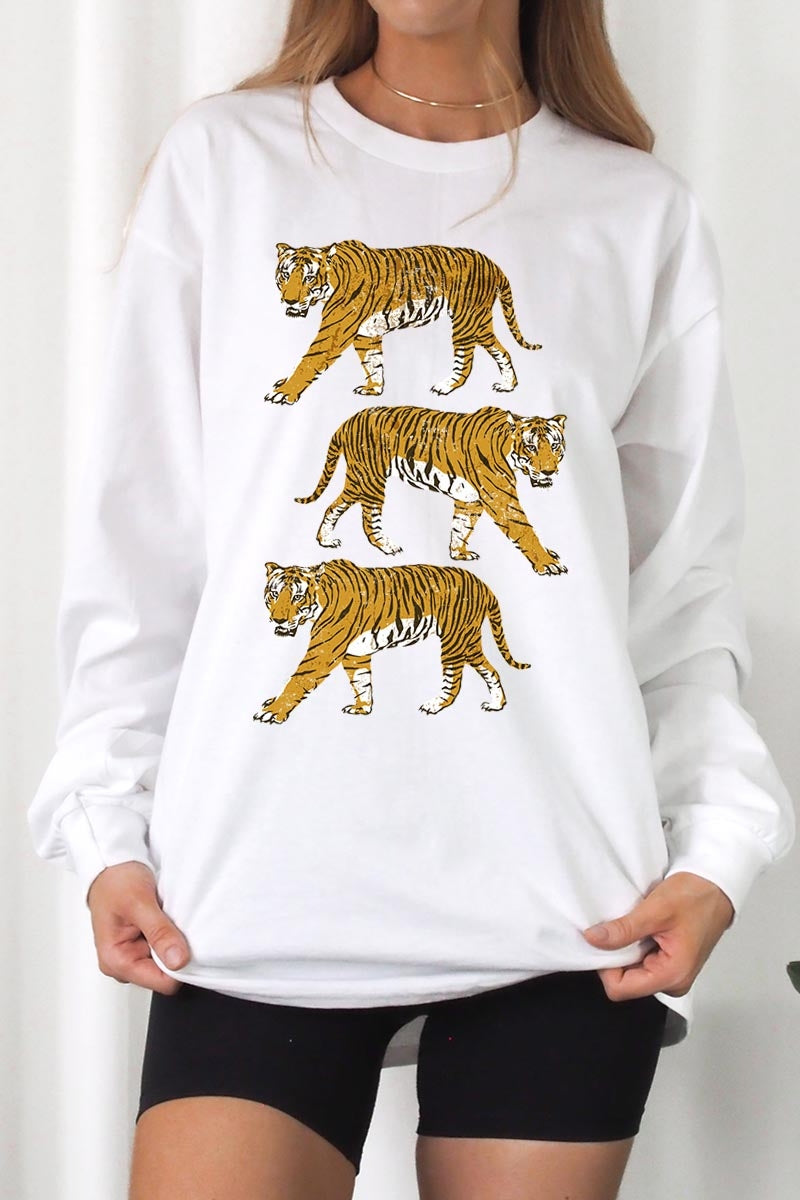 UL240-E3104 Retro Tigers Graphic Long Sleeve Tee $13.75