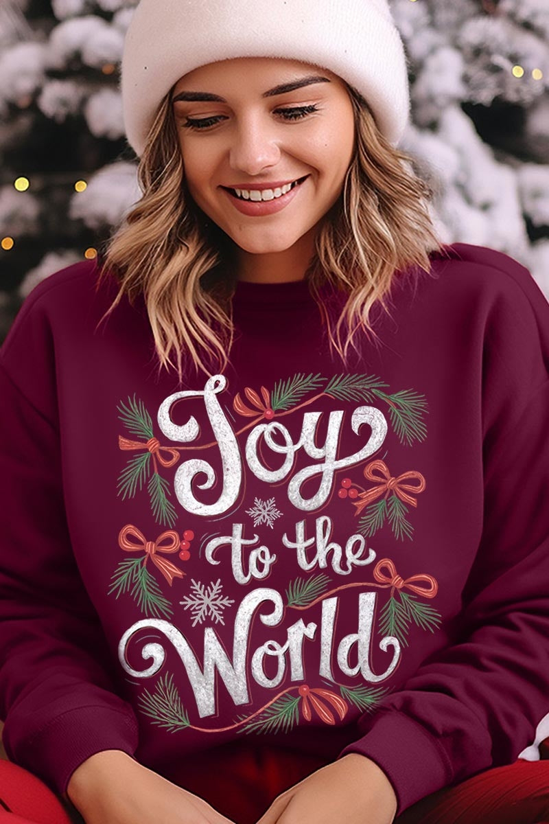 UL180-E3221 Joy to the World Christmas Graphic Sweatshirt $20
