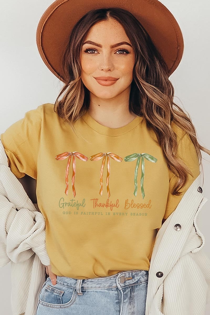 US3001-E3111 Grateful Thankful Blessed Graphic Tee $12.5