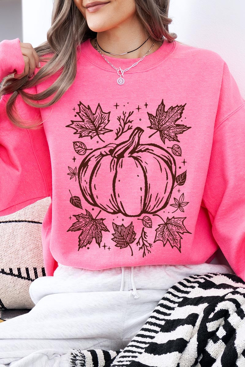 UL180P-E3162 Fall Pumpkin Graphic Plus Sweatshirt $25