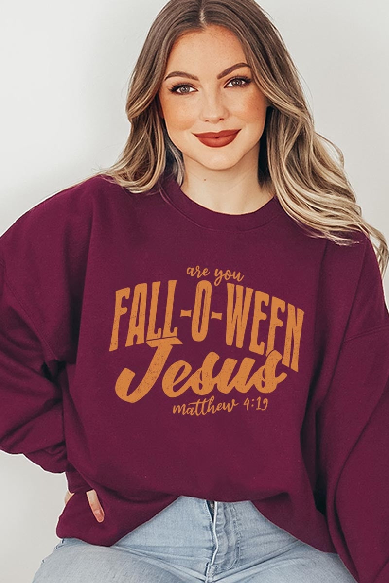 UL180-E3143 Are You Fall O Ween Jesus Graphic Sweatshirt $20