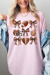 5000-E3054 Cute Football and Bow Graphic Heavy Cotton Tee $9