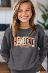 UL180B-E3167Z Believe Fall Christian Kids Graphic Sweatshirt $20