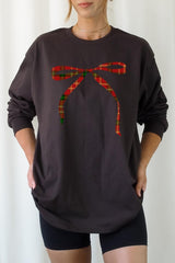 UL240-E3211 Red Bow Christmas Graphic Long Sleeve Tee $13.75
