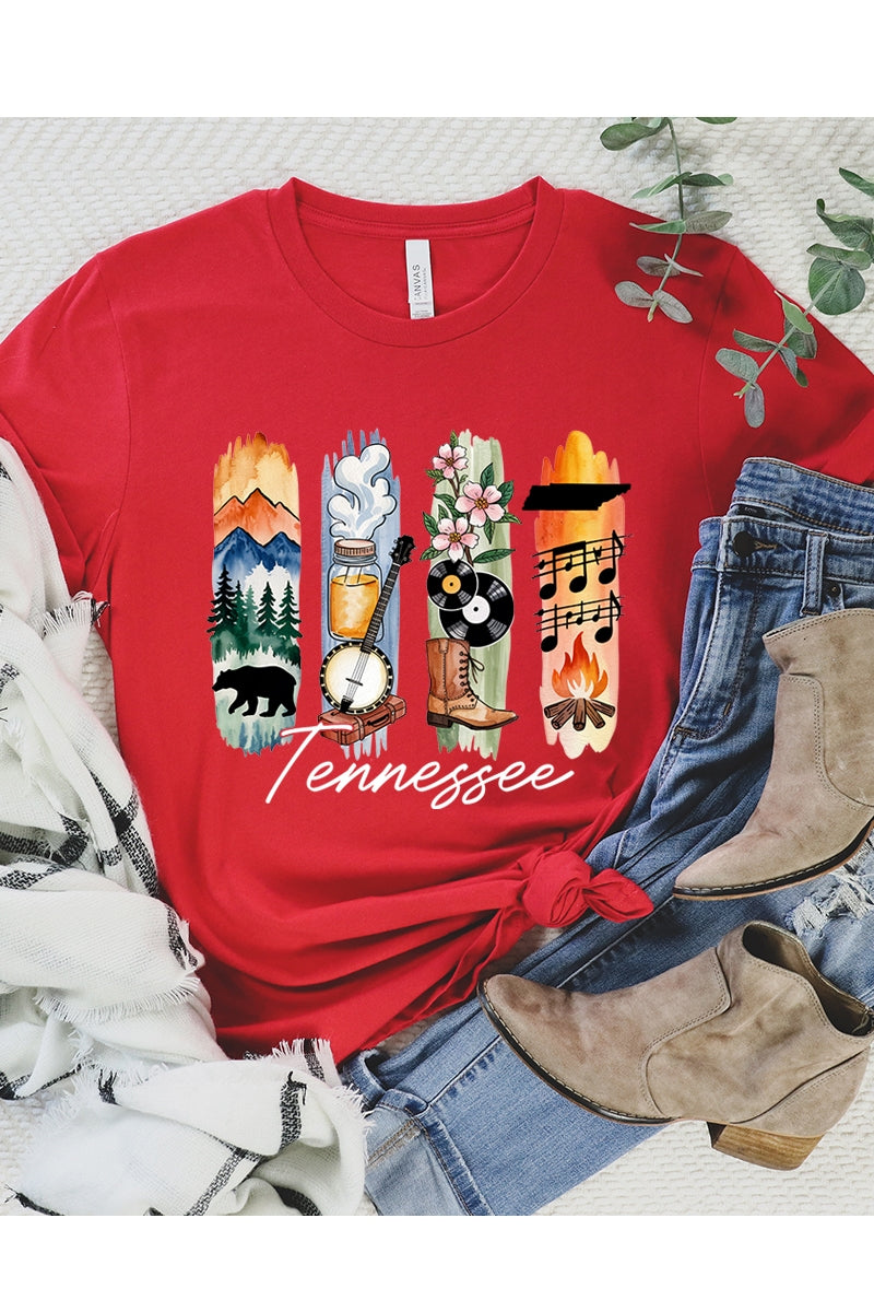 US3001-E3061TN Tennessee State Brushstroke Graphic Tee $12.5