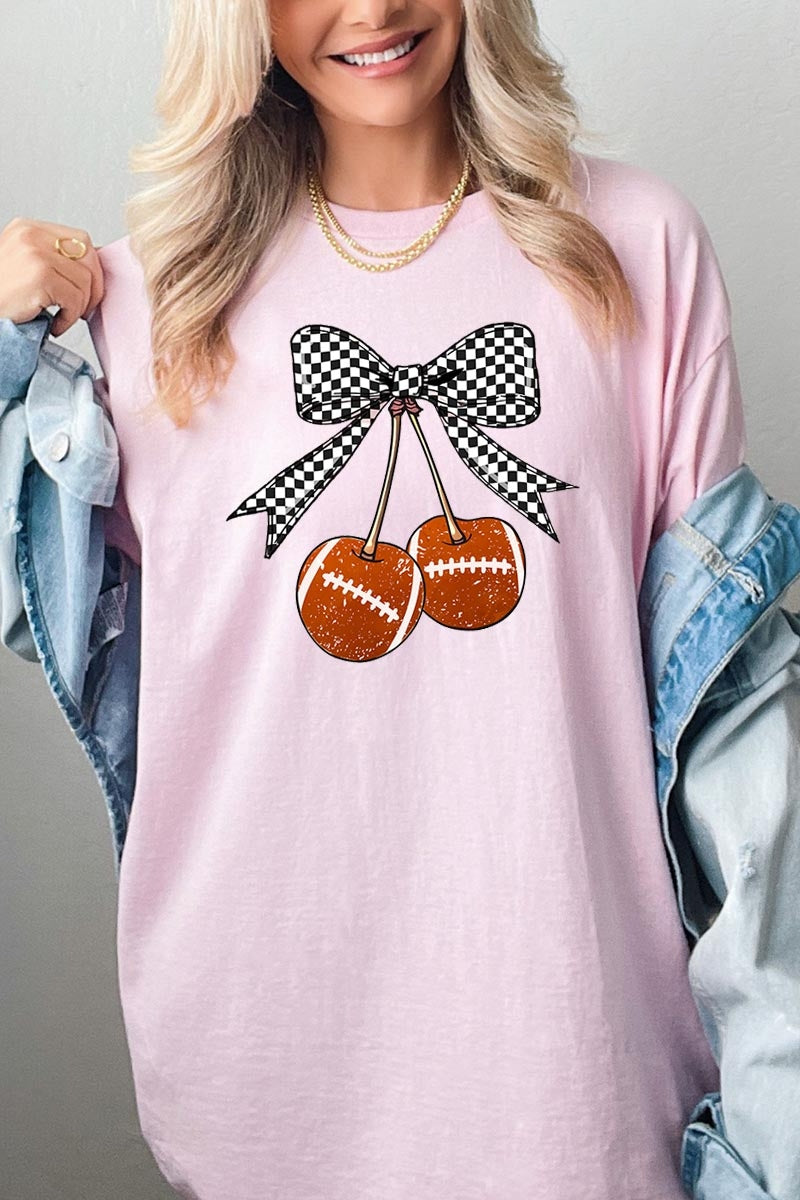 5000P-E3055 Football Cherries Graphic Plus Heavy Cotton Tee $12.75
