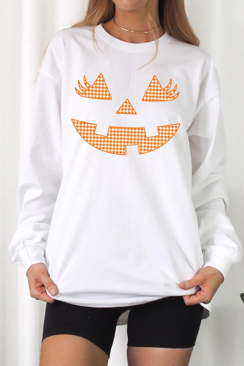 UL240P-E3148 Cute Pumpkin Halloween Plus Long Sleeve Tee $17
