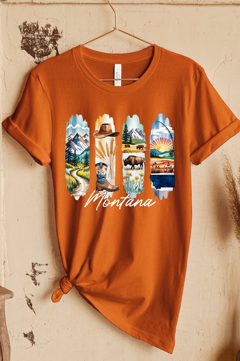US3001P-E3061MT Montana State Brushstroke Graphic Plus Tee $16