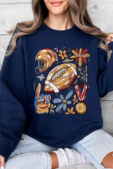UL180-E3072 Retro Floral Football Graphic Sweatshirt $20