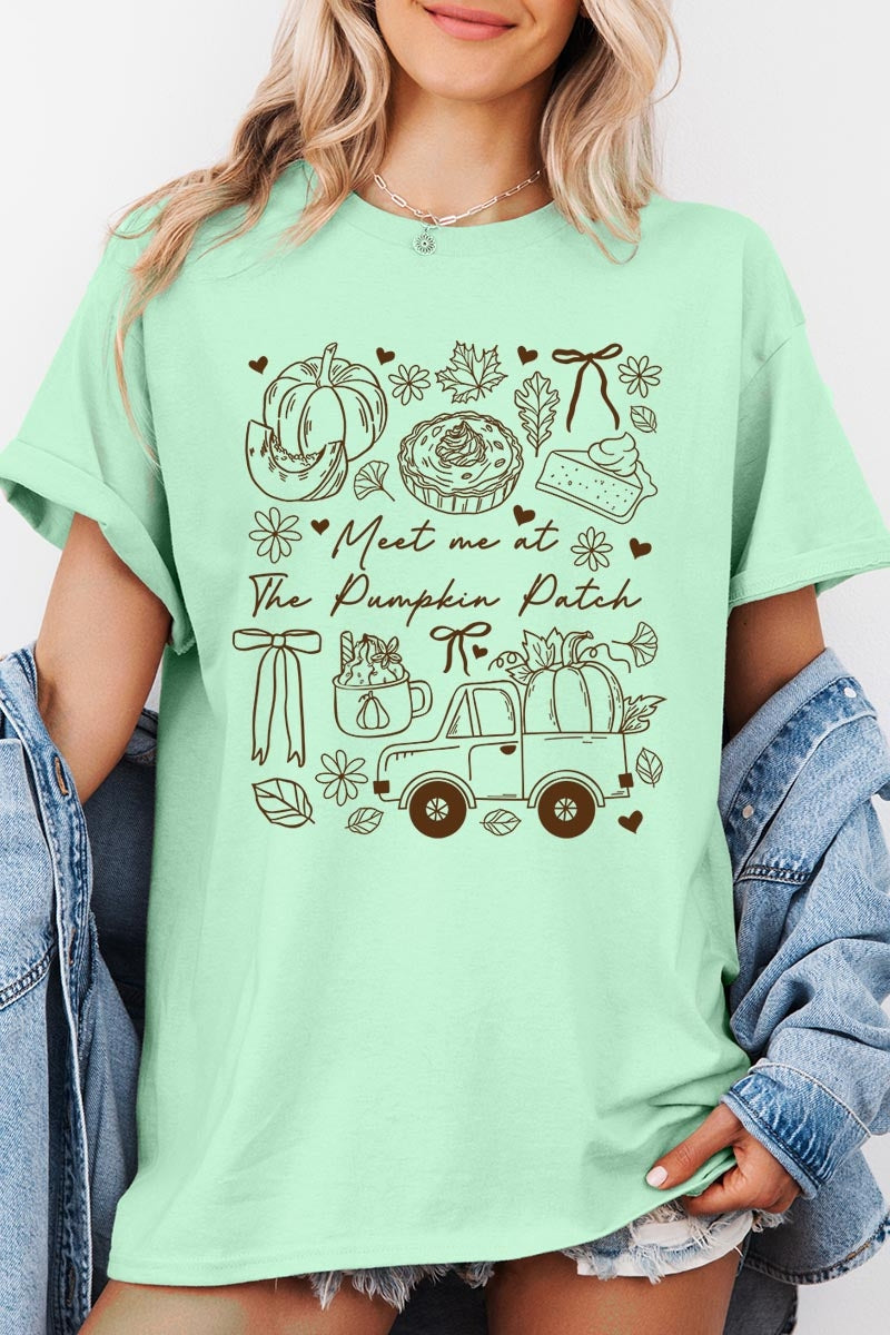 5000P-E3163 Pumpkin Patch Doodle Graphic Plus Heavy Cotton Tee $12.75