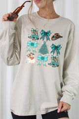 UL240-E3180 Western Christmas Graphic Long Sleeve Tee $13.75