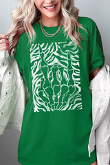 5000-E3177 Skeleton Hands Zebra Graphic Heavy Cotton Tee $9