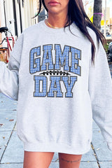 UL180-E3130 Blue Gingham Game Day Graphic Sweatshirt $20