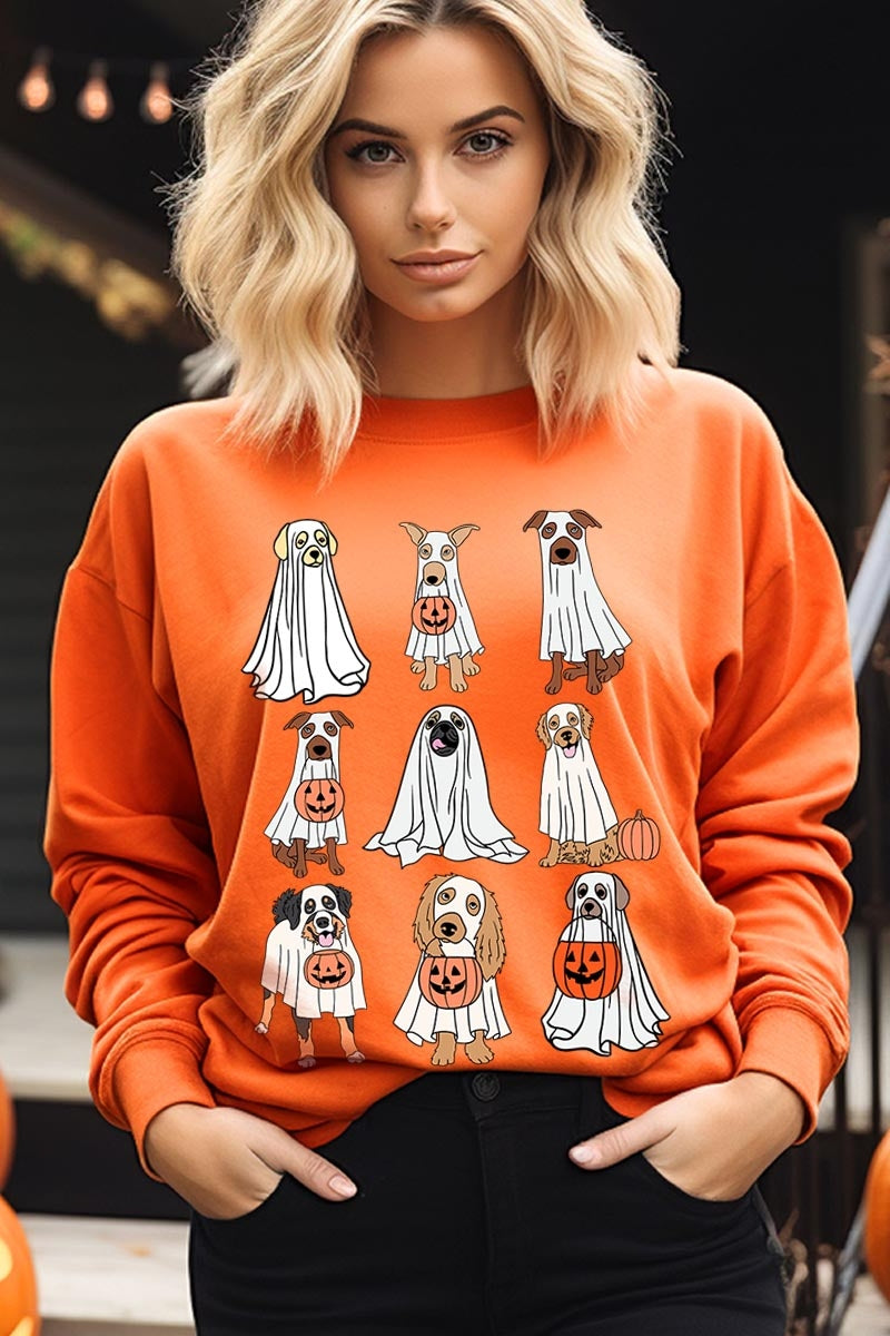 UL180-E3106 Halloween Ghost Dog Graphic Sweatshirt $20