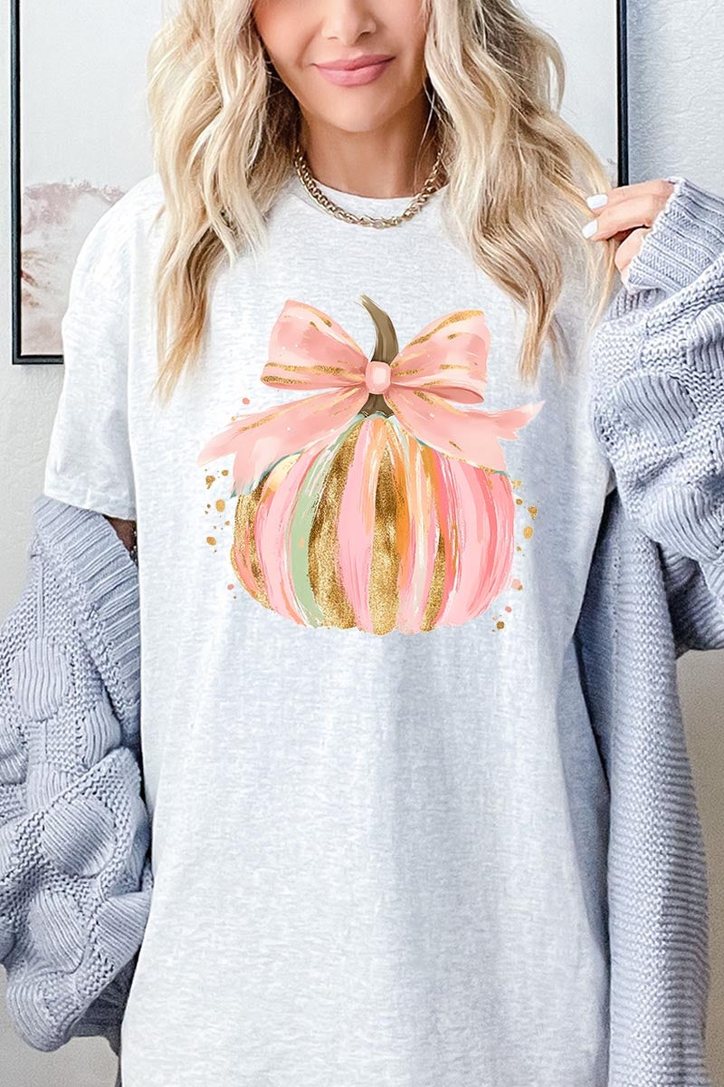 5000P-E3083 Brushstroke Pumpkin Graphic Plus Heavy Cotton Tee $12.75