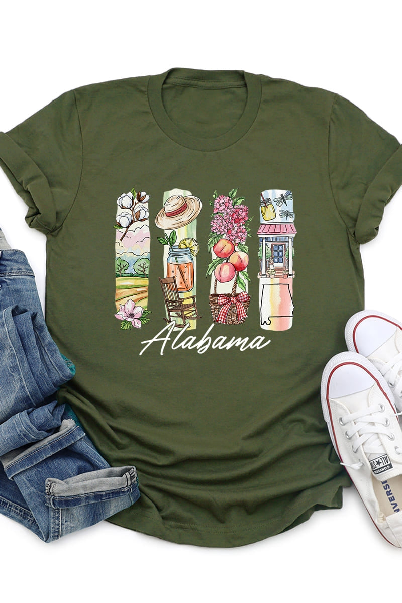 US3001-E3061AL Alabama State Brushstroke Graphic Tee $12.5