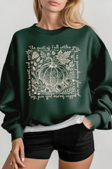 UL180-E3112 Fall Pumpkin Botanical Graphic Sweatshirt $20