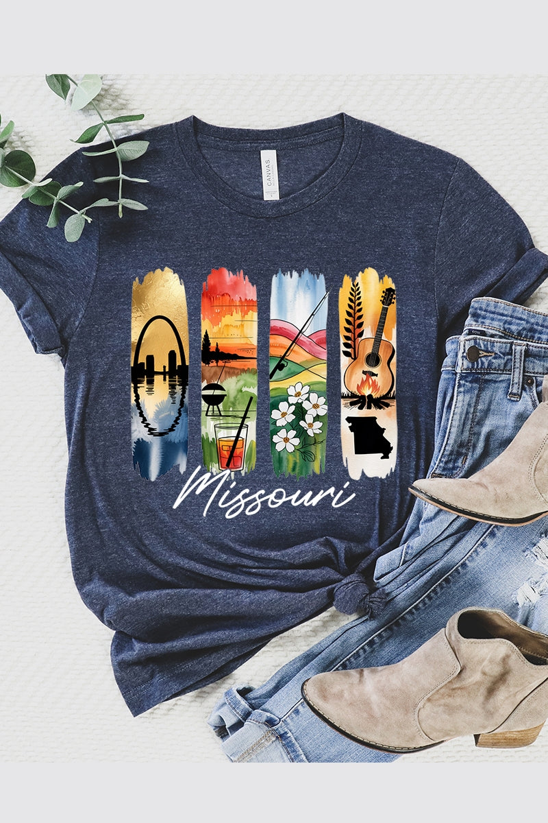 US3001P-E3061MO Missouri State Brushstroke Graphic Plus Tee $16