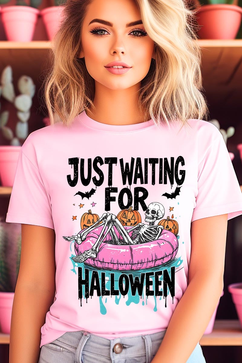 US3001-E3138 Just Waiting For Halloween Graphic Tee $12.5