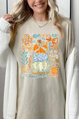 5000P-E3153 Floral Pumpkin Stack Graphic Plus Heavy Cotton Tee $12.75