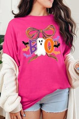 5000-E3120 Boo Brushstroke Bow Graphic Heavy Cotton Tee $9