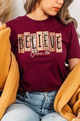 US3001P-E3167 Believe Fall Christian Graphic Plus Tee $16