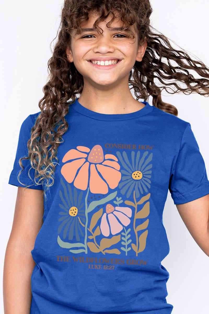 US3001Y-E3067Z Consider the Wildflowers Kids Graphic Tee $11