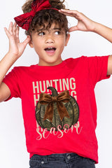 US3001Y-E3190Z Hunting Pumpkin Bow Kids Graphic Tee $11