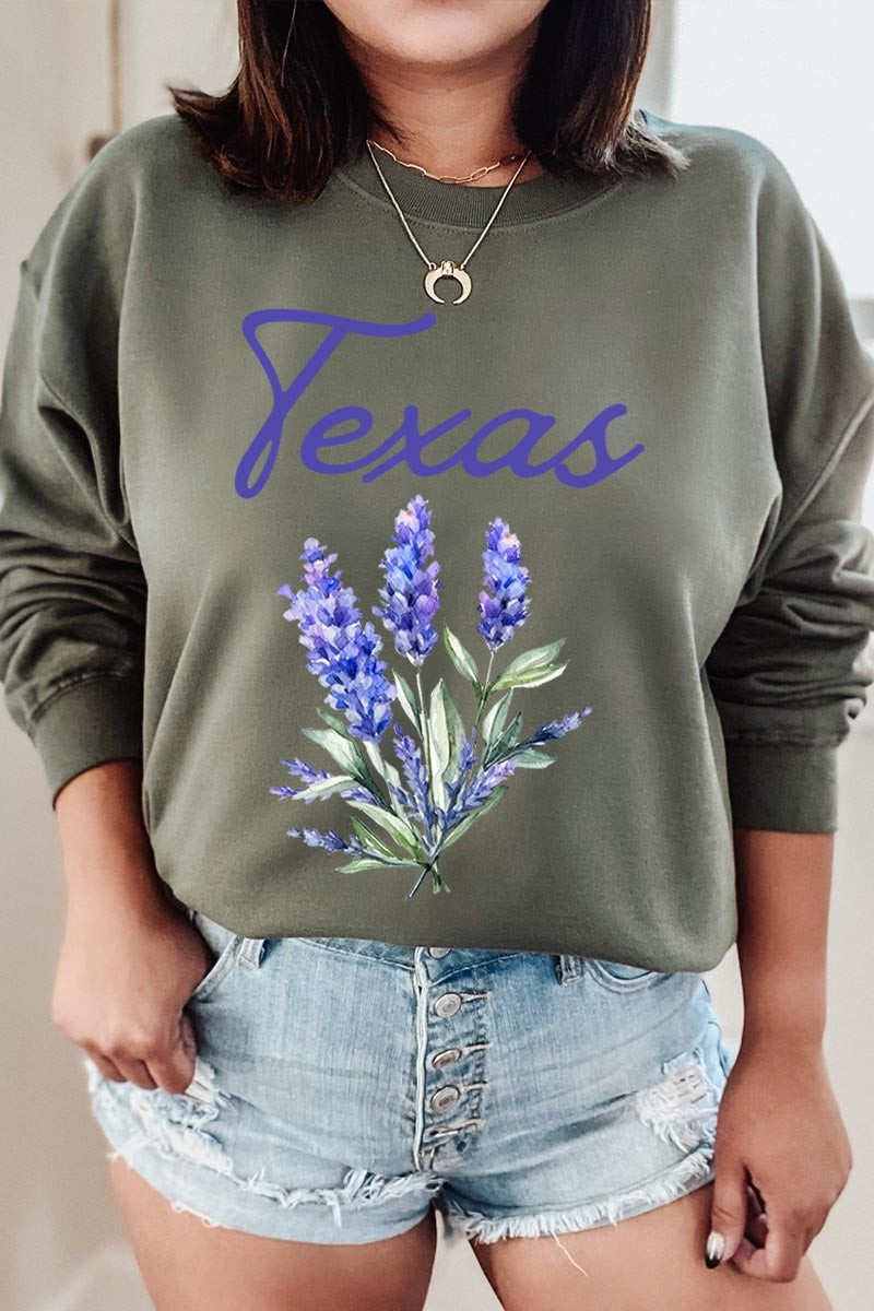 UL180P-E3060 Texas Bluebonnet Graphic Plus Sweatshirt $25