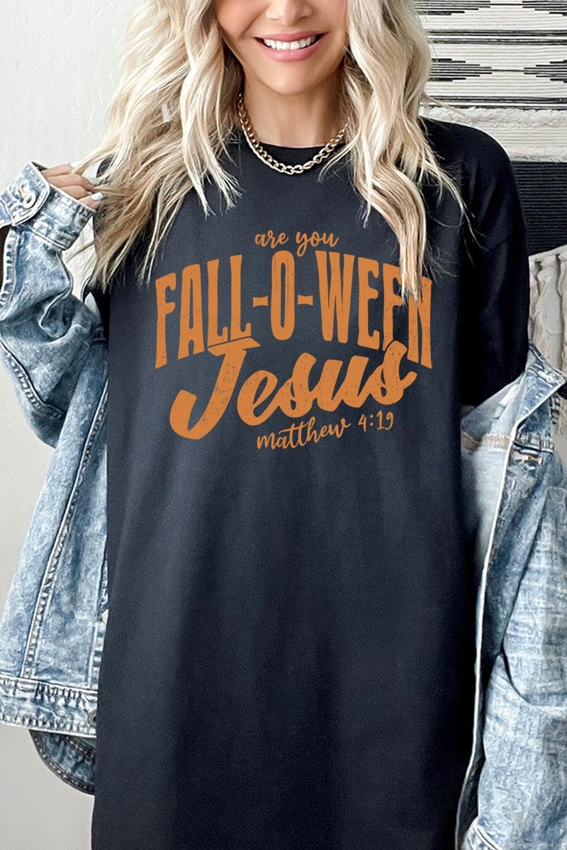 5000P-E3143 Are You Fall O Ween Jesus Plus Heavy Cotton Tee $12.75