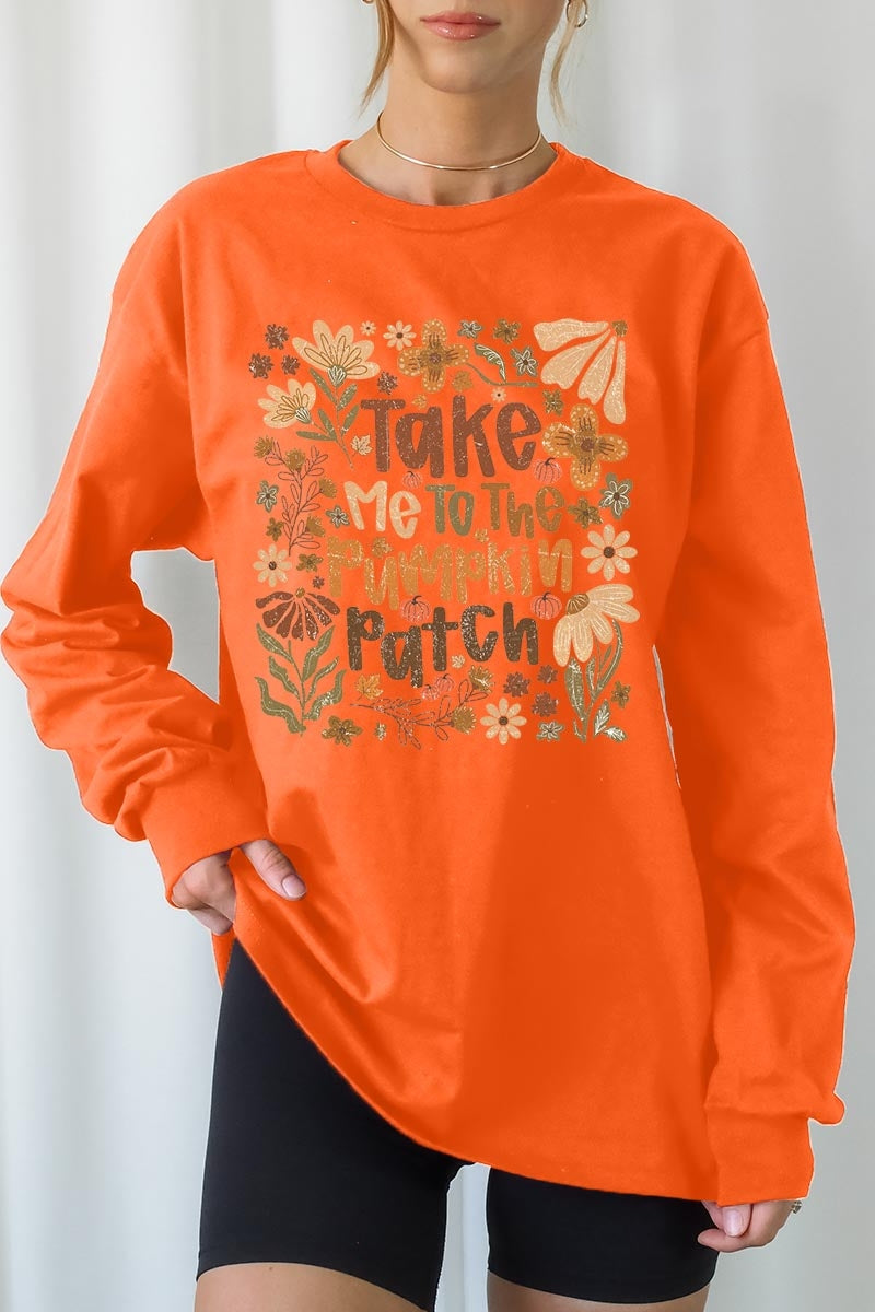 UL240P-E3136 Take Me To The Pumpkin Patch Plus Long Sleeve Tee $17
