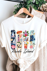 US3001-E3061RI Rhode Island State Brushstroke Graphic Tee $12.5