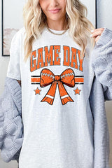 5000P-E3064 Orange Football Bow Graphic Plus Heavy Cotton Tee $12.75
