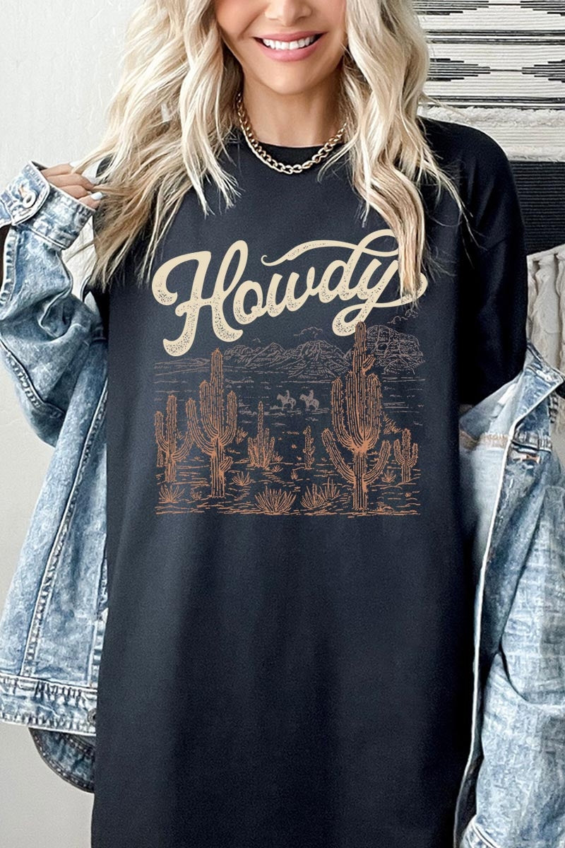 5000P-E3095 Howdy Desert Western Graphic Plus Heavy Cotton Tee $12.75