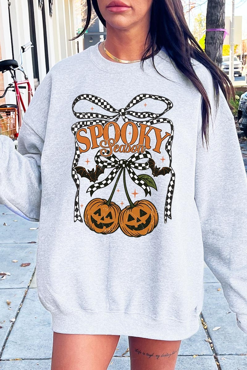 UL180-E3085 Pumpkin Cherries Graphic Sweatshirt $20