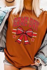 US3001P-E3062 Red Game Day Football Bow Graphic Plus Tee $16