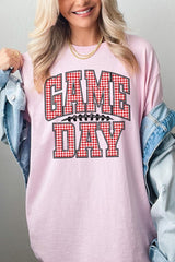 5000-E3126 Red Gingham Game Day Graphic Heavy Cotton Tee $9