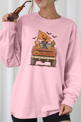 UL240-E3150 Halloween Truck Dogs Graphic Long Sleeve Tee $13.75
