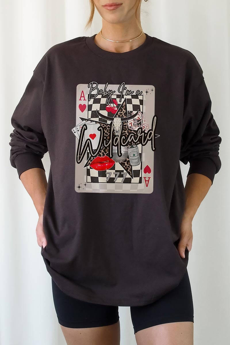 UL240-E3099 Retro Wildcard Graphic Long Sleeve Tee $13.75