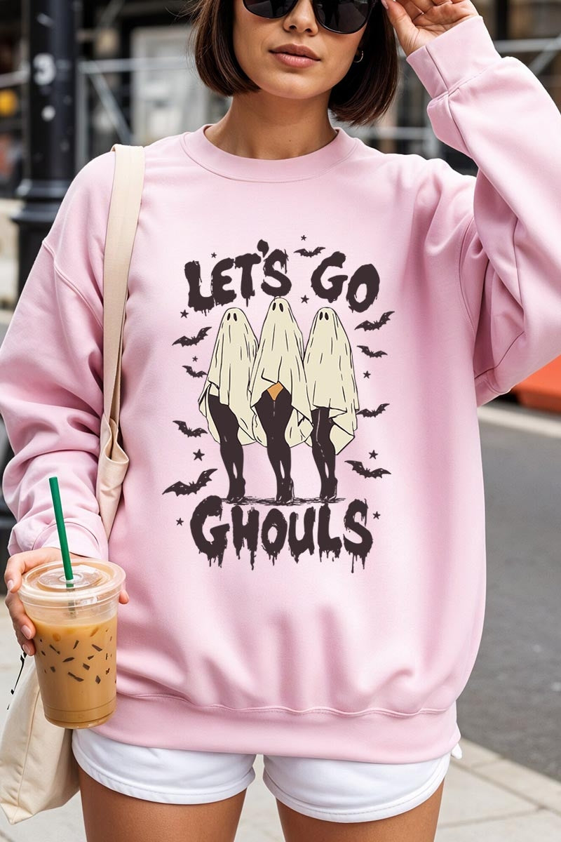 UL180-E3160 Letu2019s Go Ghouls Ghost Graphic Sweatshirt $20