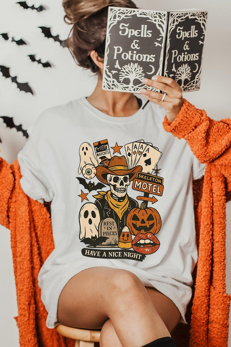 US3001P-E3107 Spooky Western Skeleton Graphic Plus Tee $16