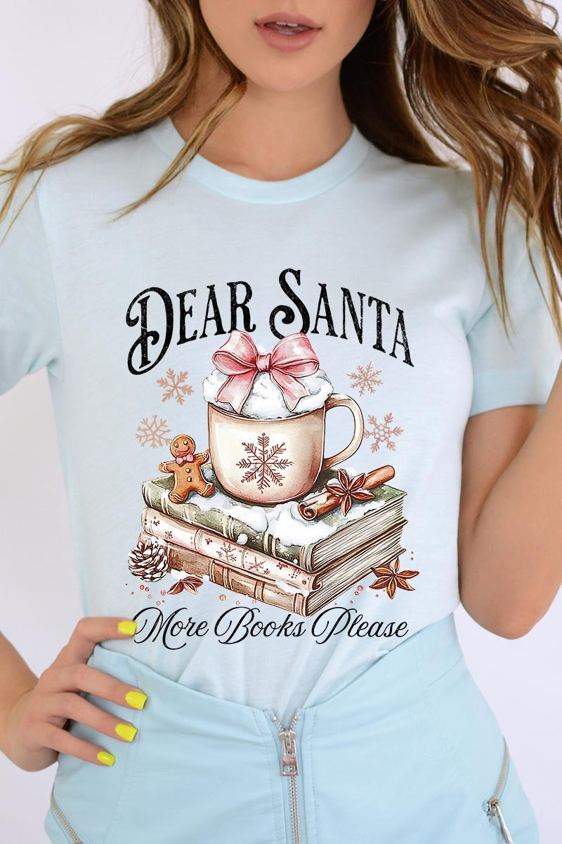 US3001-E3205 Dear Santa Books Graphic Tee $12.5