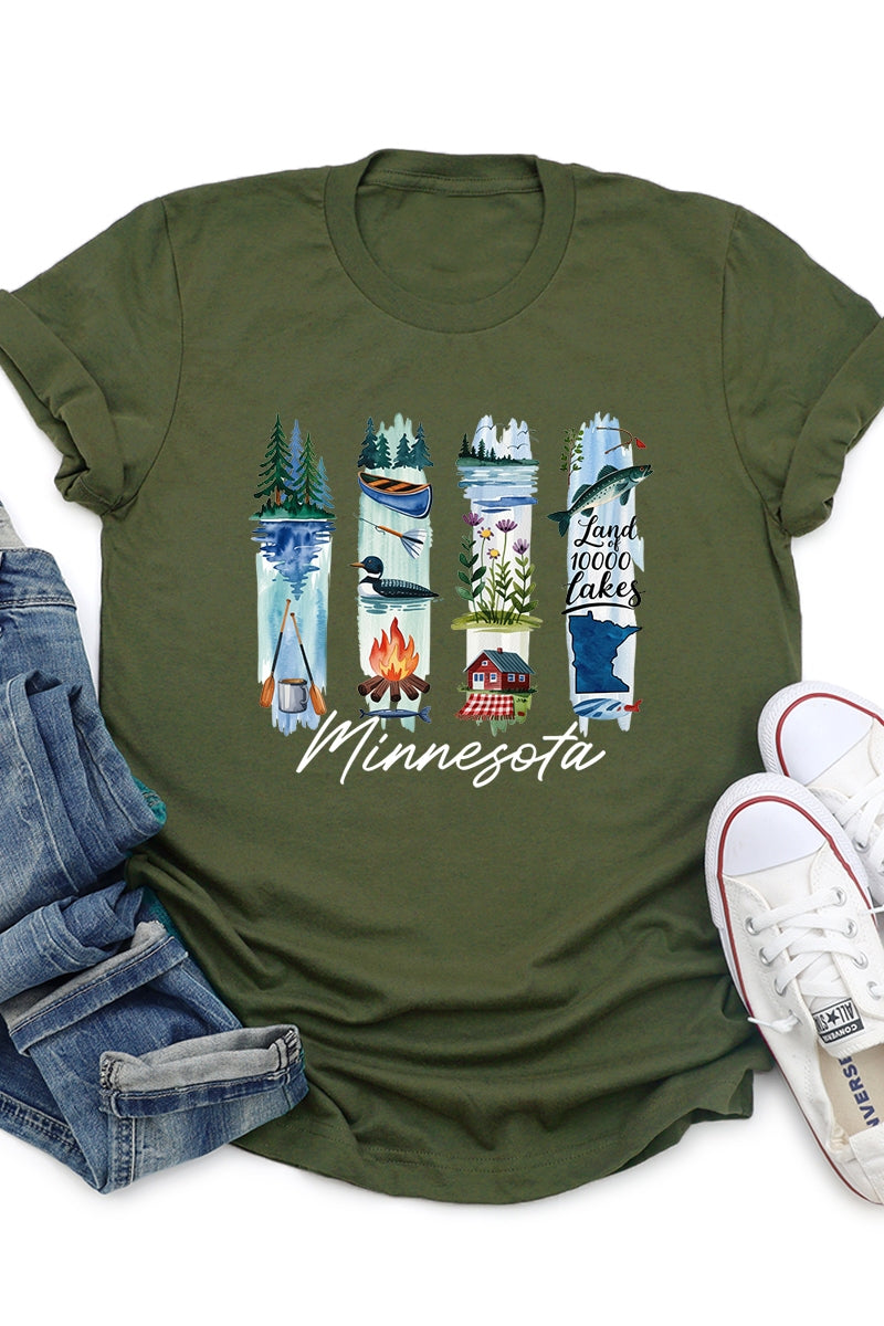 US3001P-E3061MN Minnesota State Brushstroke Graphic Plus Tee $16