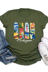 US3001-E3061MI Michigan State Brushstroke Graphic Tee $12.5