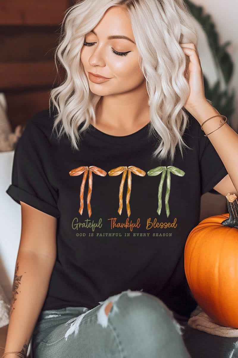 US3001P-E3111 Grateful Thankful Blessed Graphic Plus Tee $16