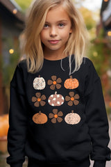 UL180B-E3117Z Pumpkins & Flowers Fall Kids Graphic Sweatshirt $20