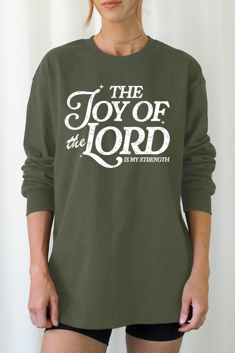 UL240P-E3179 Joy of the Lord Graphic Plus Long Sleeve Tee $17
